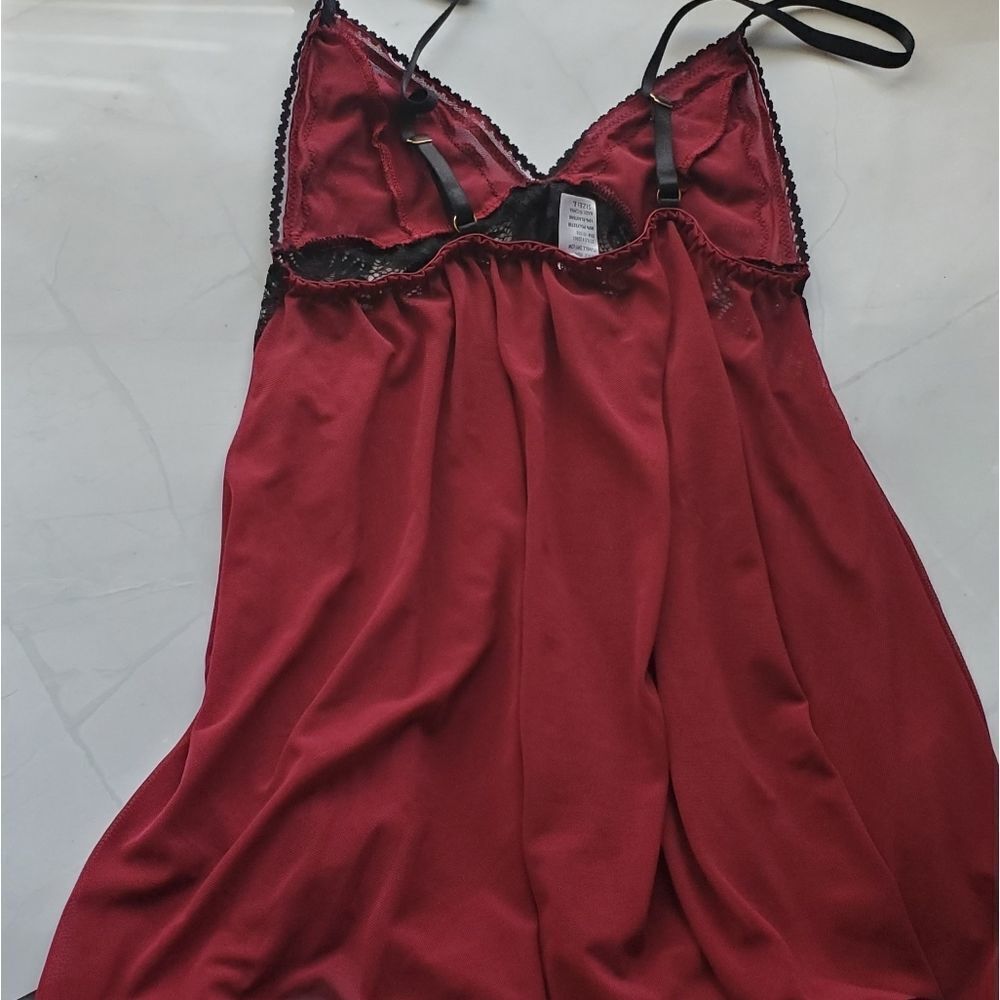 Baby doll nightie black and burgundy - Picture 6 of 8